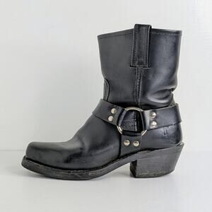Frye Harness 8R Boots 6 Black Leather 77455 Heritage Western Moto Style Icon